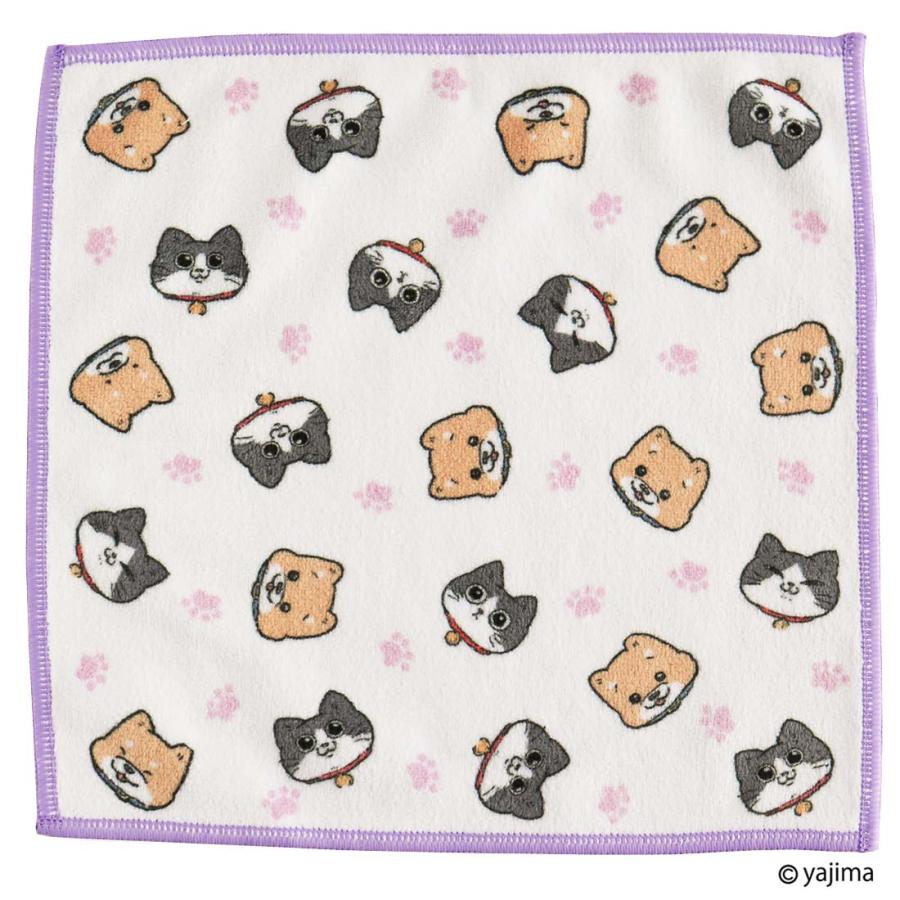 ねこに転生したおじさん スマホ拭きハンカチ プンちゃん&スケキヨ パープル