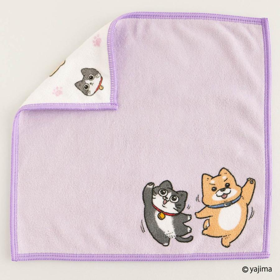 ねこに転生したおじさん スマホ拭きハンカチ プンちゃん&スケキヨ パープル - 画像 (2)