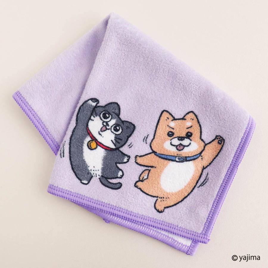 ねこに転生したおじさん スマホ拭きハンカチ プンちゃん&スケキヨ パープル - 画像 (3)
