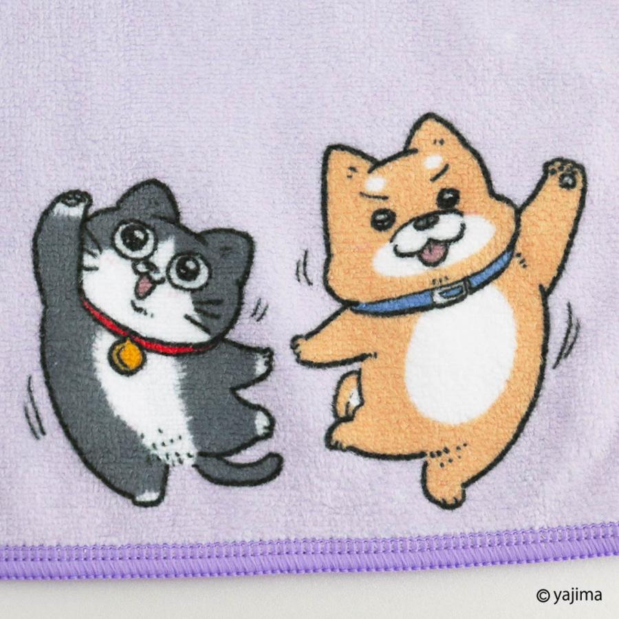 ねこに転生したおじさん スマホ拭きハンカチ プンちゃん&スケキヨ パープル - 画像 (4)