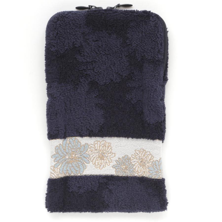 PAUL&JOE ポール&ジョー アクセソワ ファスナー付きタオル ペットボトルケース クリザンテーム ネイビー