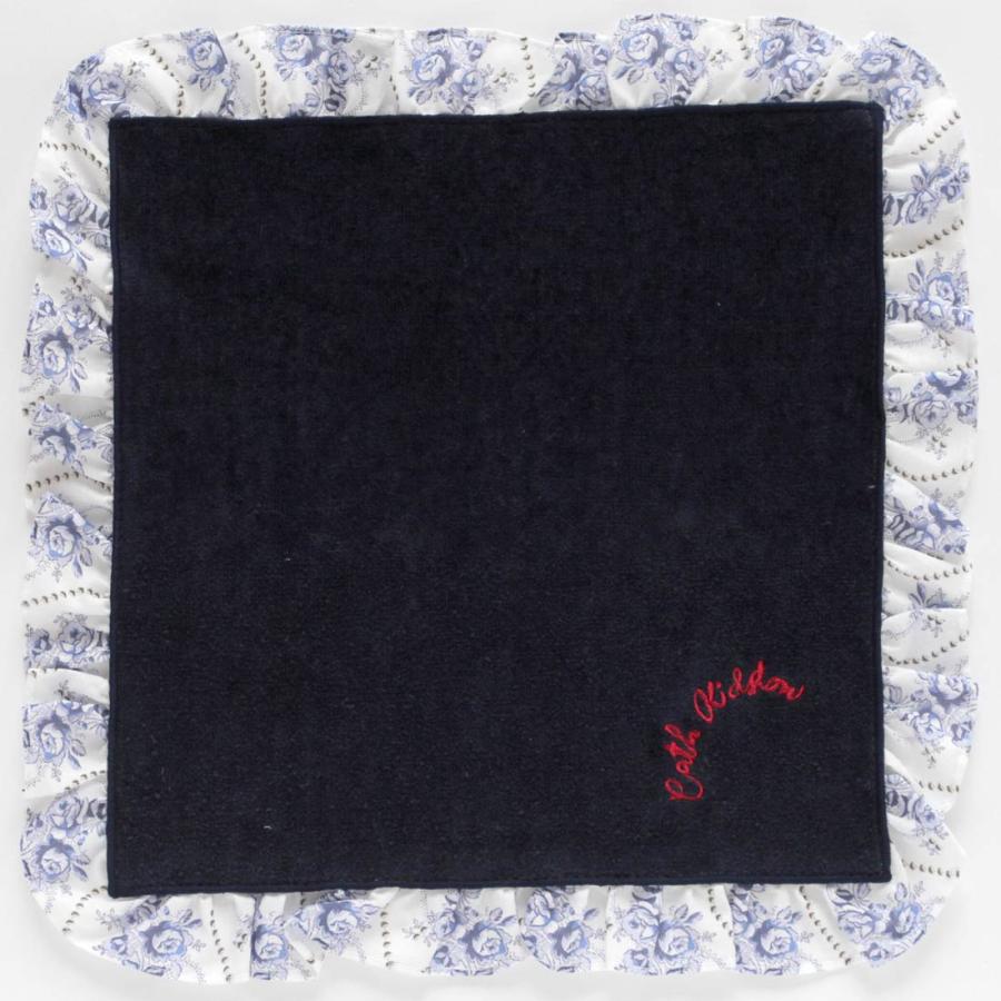 Cath Kidston キャス キッドソン 大判 フリルタオルハンカチ(28cm)ROSE PEARL MINIATURE ネイビー