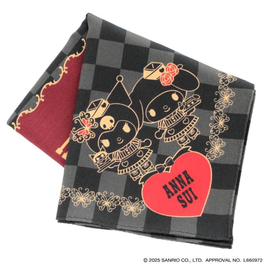 ANNA SUI アナスイ × マイメロディ クロミ プリントハンカチ マイメロディ・クロミ ギンガムチェック ブラック