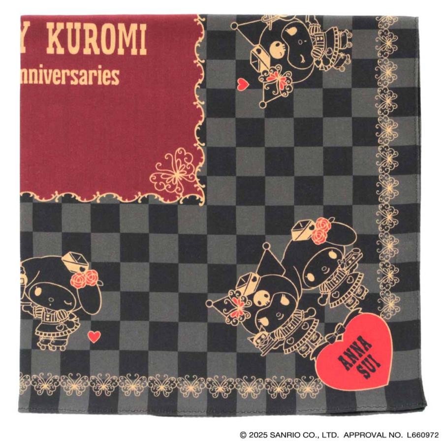 ANNA SUI アナスイ × マイメロディ クロミ プリントハンカチ マイメロディ・クロミ ギンガムチェック ブラック - 画像 (2)