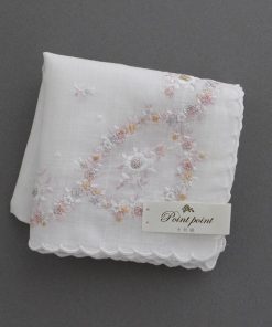 ポワンポワン ベトナム手刺繍 ハンカチ 花かざり 4203