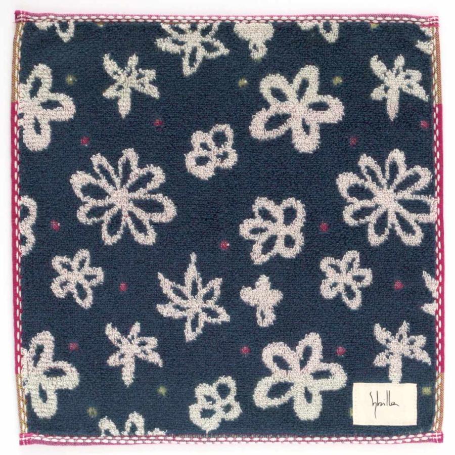 Sybilla シビラ タオルハンカチ Relajate y relajate(のびのび) ネイビー