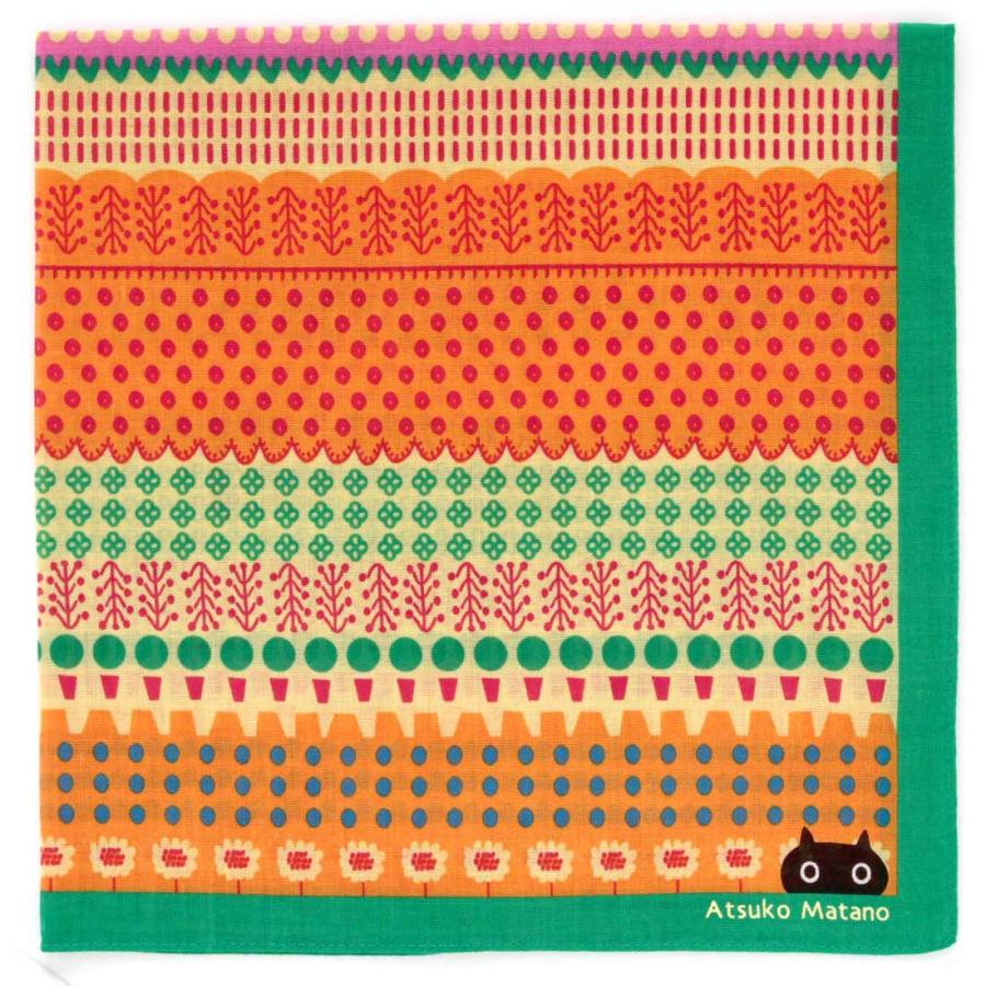 Atsuko Matano アツコマタノ プリントハンカチ スペインの庭 オレンジ