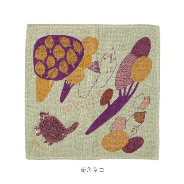 ハンカチ / moritaMiW モコモコドウブツハンカチ 全3種 ライチョウ 街角ネコ ウサギ 25cm×25cm 詩画作家 森田MiW 楠橋紋織 コラボ - 画像 (3)