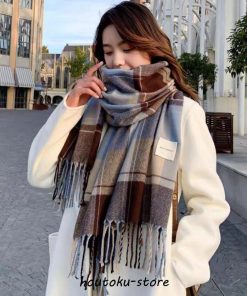 マフラー レデイース 60cm*220cm ストール 大判 ニット ボリュームマフラー ロング 秋冬 厚手 暖冬 温かい 防寒対策 オシャレ 韓国ファッション チェック柄