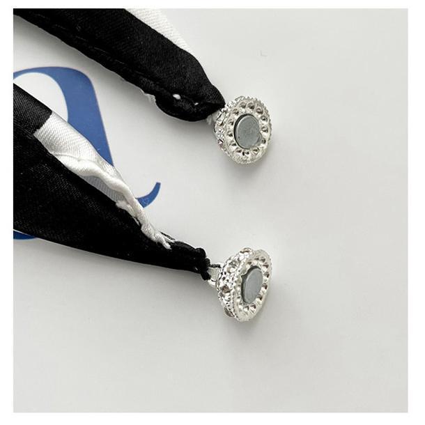 【値下げ】スカーフ マグネット式 ワンタッチ シルクタッチ 簡単 ネックレス風 レディース ラインストーン 花柄 チェック柄 おしゃれ エレガント 女性用 婦人 - 画像 (9)