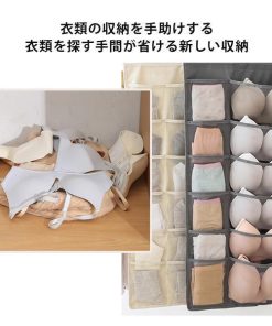 下着 収納 壁掛け ウォールポケット 収納ポケット スリム 両面 メッシュ 仕切り 吊り下げ クローゼット ブラ収納