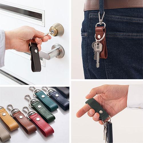 ぼん家具 レザーキーホルダー 本革 ストラップ スマートキーホルダー キーリング ベルトループ 革小物 メンズ レディース お揃い 記念日 贈り物 父の日 母の日 - 画像 (3)