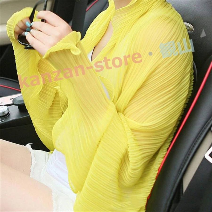 夏UVカット プリーツカーディガン カーディガン ショール レディース ストール カーデ プリーツ 羽織 紫外線対策 冷房対策 2WAY 母の日 - 画像 (5)