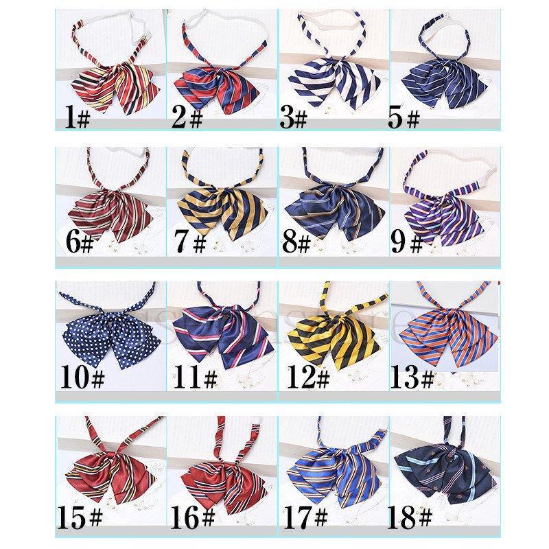 【値下げ】2点セット 制服リボン スカーフリボン ボウタイ 18種類 幾何学柄 ストライプ アジャスター付き サテン レディース 事務服 受付 アクセサリー - 画像 (2)