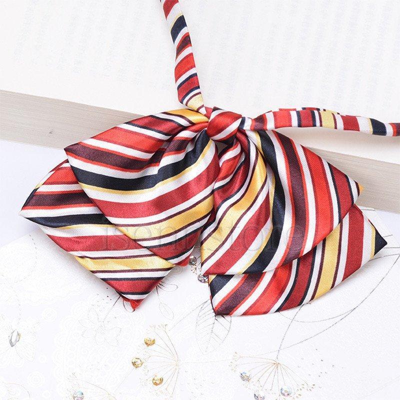 【値下げ】2点セット 制服リボン スカーフリボン ボウタイ 18種類 幾何学柄 ストライプ アジャスター付き サテン レディース 事務服 受付 アクセサリー - 画像 (3)