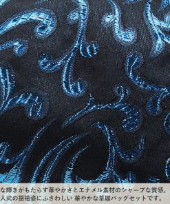 Kisste 草履バッグセット 成人式 振袖用 成人用 フリー L 黒 青 洋唐草 ダマスク 正絹 彩小路 3枚芯 ハイヒール POINT