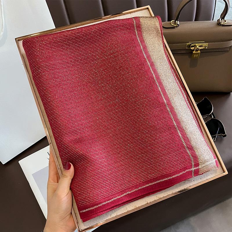 ストール 大判 夏 春物 スカーフ メンズ レディース 夏用 UVカット ショール 結婚式用 大判ストール 肩掛け マフラー 防寒 冬用 秋 W-719 - 画像 (3)