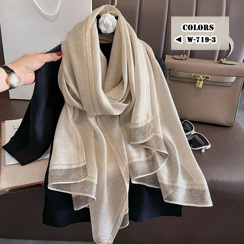 ストール 大判 夏 春物 スカーフ メンズ レディース 夏用 UVカット ショール 結婚式用 大判ストール 肩掛け マフラー 防寒 冬用 秋 W-719 - 画像 (6)