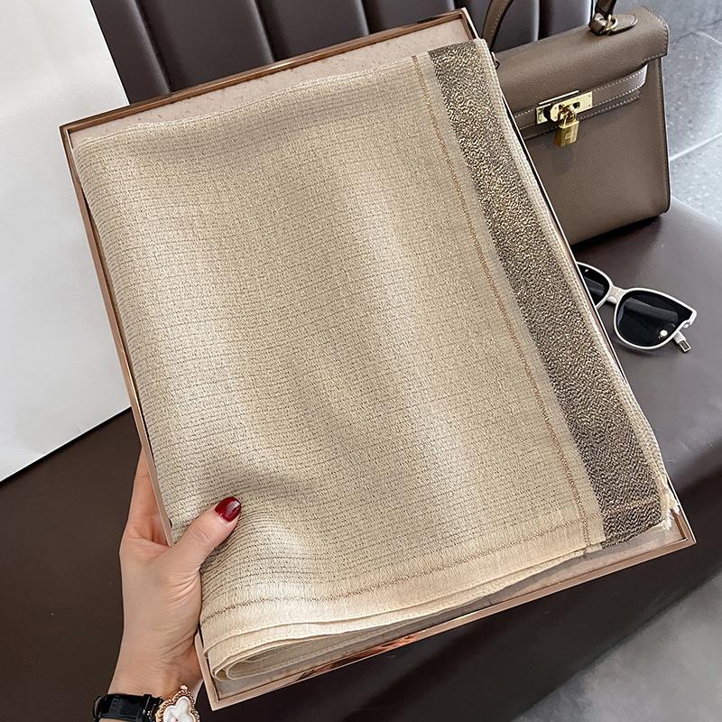 ストール 大判 夏 春物 スカーフ メンズ レディース 夏用 UVカット ショール 結婚式用 大判ストール 肩掛け マフラー 防寒 冬用 秋 W-719 - 画像 (7)