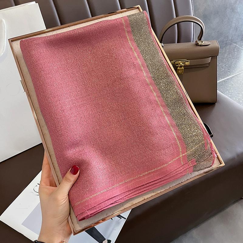 ストール 大判 夏 春物 スカーフ メンズ レディース 夏用 UVカット ショール 結婚式用 大判ストール 肩掛け マフラー 防寒 冬用 秋 W-719 - 画像 (9)