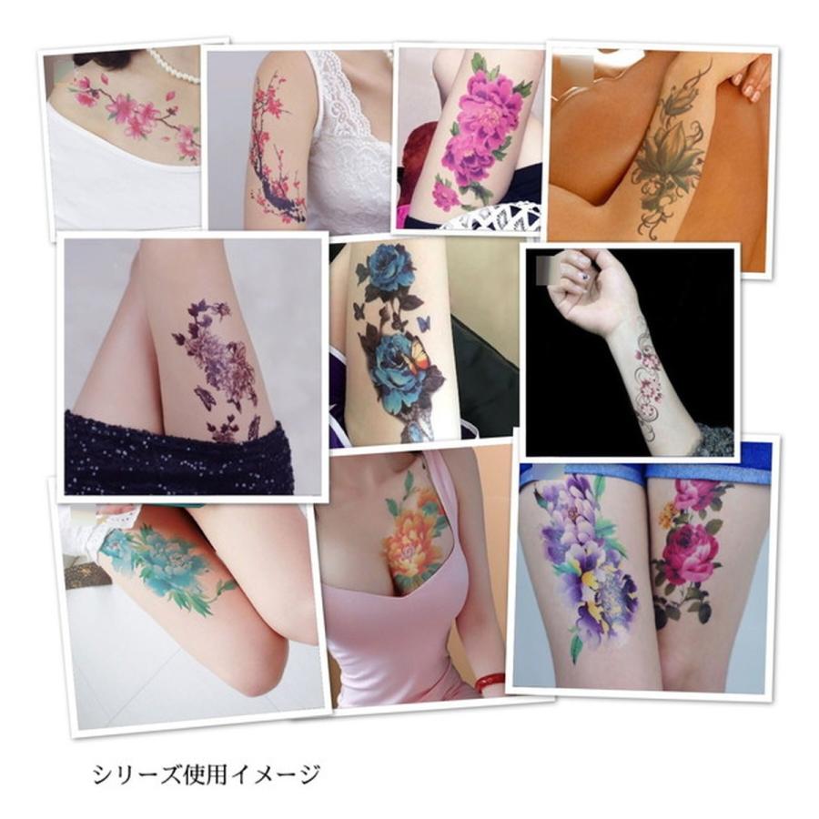 タトゥーシール 花 腕 足 脚 肩 彩り鮮やか 縦長 リアル 防水 長持ち 693
