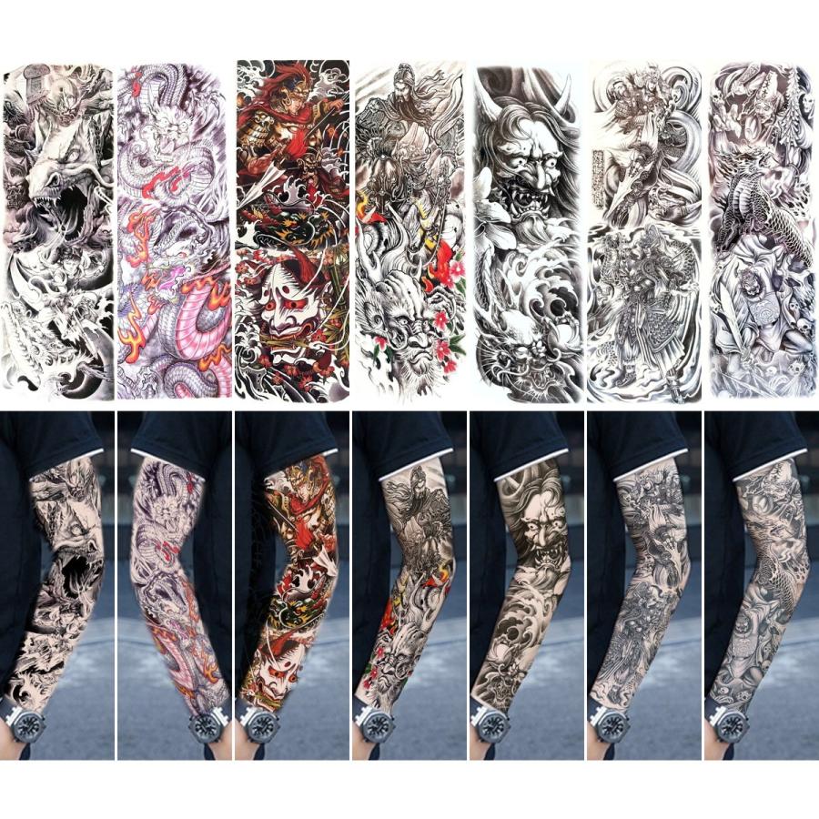 タトゥーシール 和柄 腕 般若 鬼 龍 ドラゴン 脚 ロング 刺青 リアル 防水 大判 58 - 画像 (2)