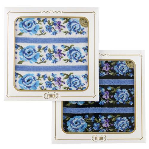 feiler FEILERフェイラー ハンカチ(アデリーナボーダーブルー) ホワイト 全国送料430円 - 画像 (2)