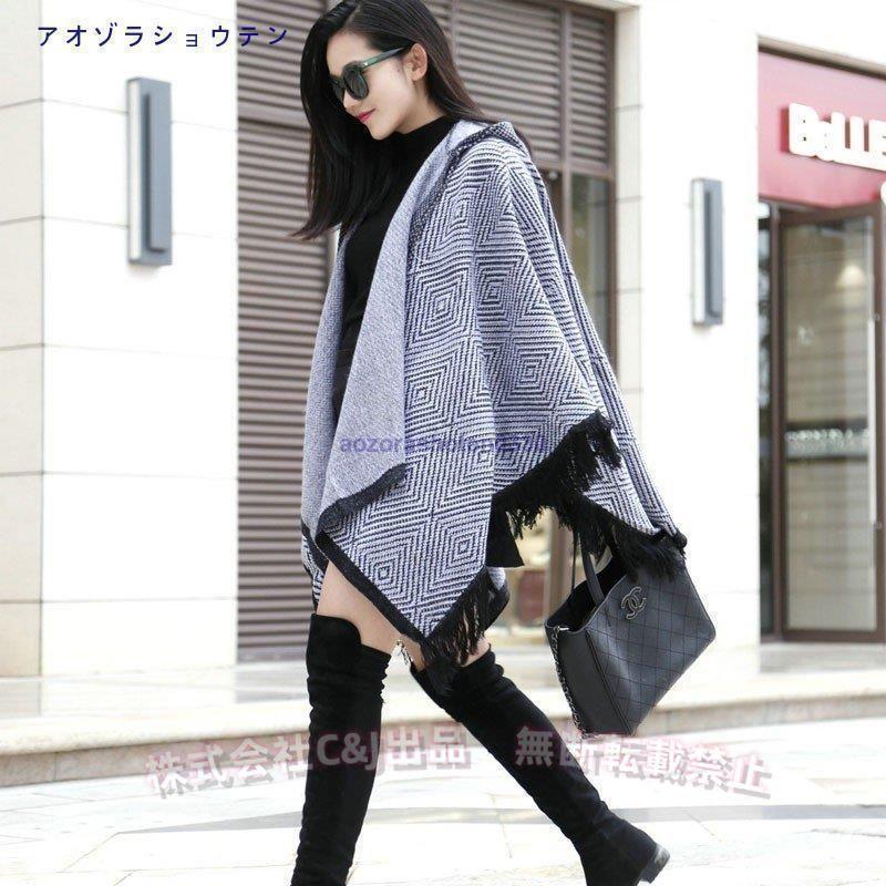 大判ストール レディース ストール 大判 マフラー ショール ポンチョ マント 体型カバー スカーフ ひざ掛けC&J 肩掛け ニット 厚手 防寒 オシャレ 春 冬 - 画像 (3)