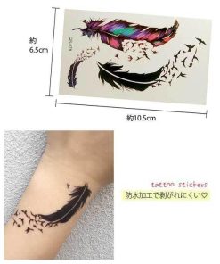 【即日出荷】タトゥーシール 羽根 メタモルフォーゼ 鮮やかカラー フェザー ワンポイント フェイクタトゥー タトゥーステッカー ハロウィン