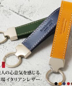 BLUE SINCERE キーホルダー 本革 イタリアンレザー メンズ ストラップ型 鍵 キーリング キーチャーム キークリップ IKH2