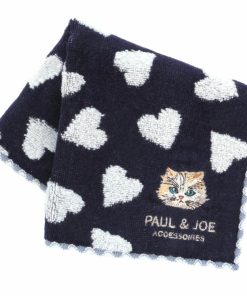PAUL&JOE ポール ＆ ジョー アクセソワ ハンカチ・S ＜ジプシー刺繍・ネイビー＞ハンドタオル ネコ ねこ 猫 キュート デザイン 可愛い 小さめ ギフト