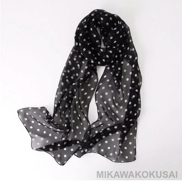 ドット柄 ストール スカーフ ロング 大判 可愛い 薄地 薄手 シフォン 春 夏 秋 透け シンプル プレゼント 母の日 エレガント - 画像 (9)