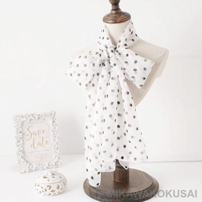 ドット柄 ストール スカーフ ロング 大判 可愛い 薄地 薄手 シフォン 春 夏 秋 透け シンプル プレゼント 母の日 エレガント - 画像 (7)