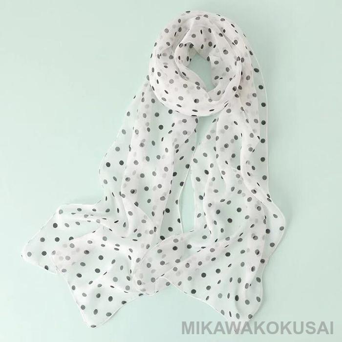 ドット柄 ストール スカーフ ロング 大判 可愛い 薄地 薄手 シフォン 春 夏 秋 透け シンプル プレゼント 母の日 エレガント - 画像 (8)
