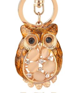 ふくろう 幸福 バッグチャーム ハッピー プレゼント フクロウ キーホルダー 梟 幸運 ストラップ ナスカン付き スワロ ラインストーン ゴールド 鍵 車