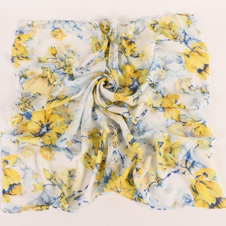 ストール スカーフ マフラー ショール ヘッドカバー レディース 大判 ロング 薄手 透け感 花柄 フラワー 長方形 上品 綿麻混 - 画像 (4)