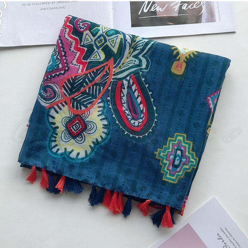 ストール レディース ショール 大判 マフラー 薄手 透け感 長方形 ボヘミア フリンジ エスニック 紫外線対策 冷房対策 日よけ 贈り物 春夏秋 おしゃれ - 画像 (4)