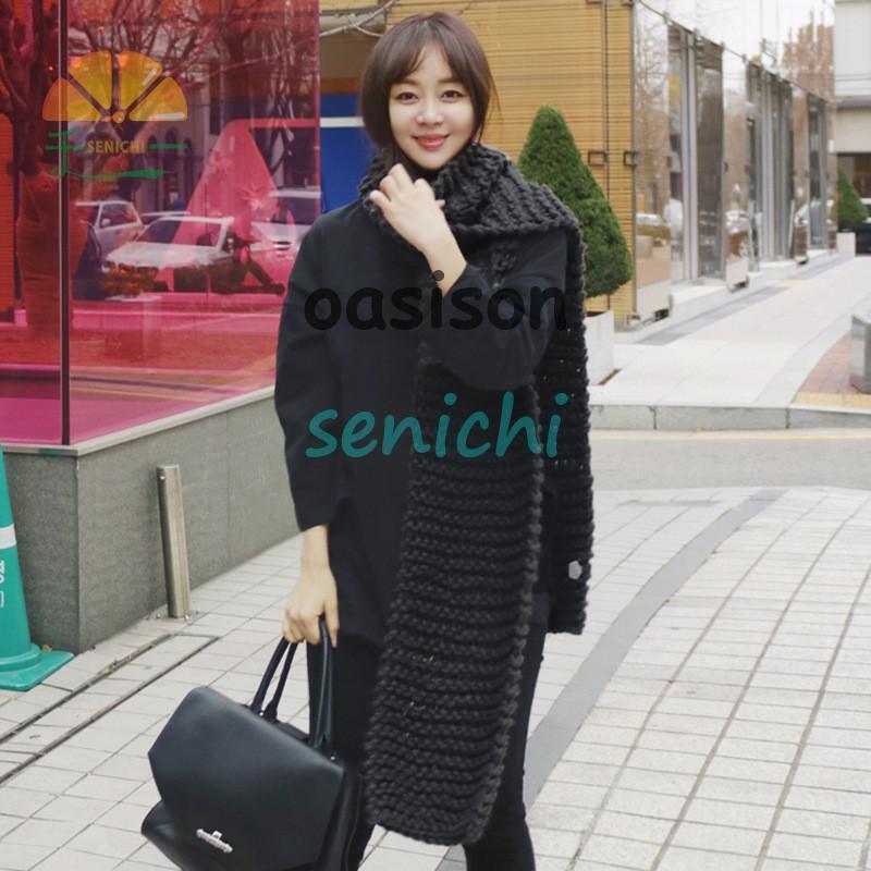 ストール マフラー レディース メンズ 無地 厚手 ニット ローゲージ 巻き物 秋 冬 防寒 ネックウォーマー ロングマフラー 暖かい シンプル - 画像 (4)