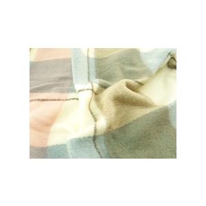 ふわふわストール ふわふわ 起毛 ブランケット 大判 幅60x190cm チェック柄 アイボリー系