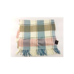 ふわふわストール ふわふわ 起毛 ブランケット 大判 幅60x190cm チェック柄 アイボリー系 - 画像 (2)