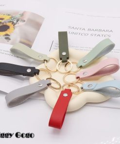 キーホルダー キーリング メンズ レディース レザー調 バッグチャーム ストラップ ベルトループ 軽量 シンプル無地 鍵 カギ プレゼント ギフト お