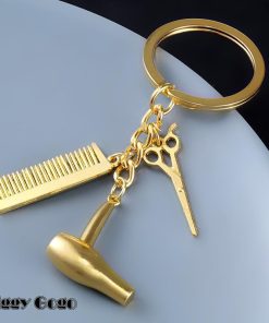 キーホルダー ハサミ コーム ドライヤー 雑貨 ミニ 小さい 目印 チャーム かわいい おしゃれ シンプル ゴールド シルバー プレゼント