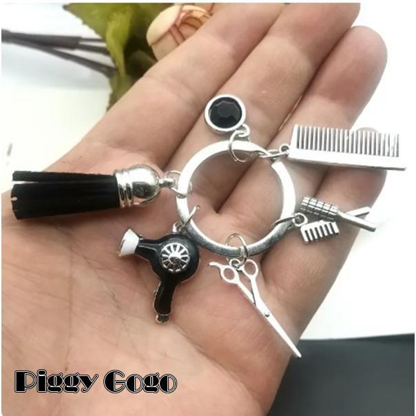 キーホルダー レディース メンズ 男女兼用 美容師 理容師 ヘアスタイリスト ツール ハサミ クシ ドライヤー タッセル おしゃれ かっこいい ギフト