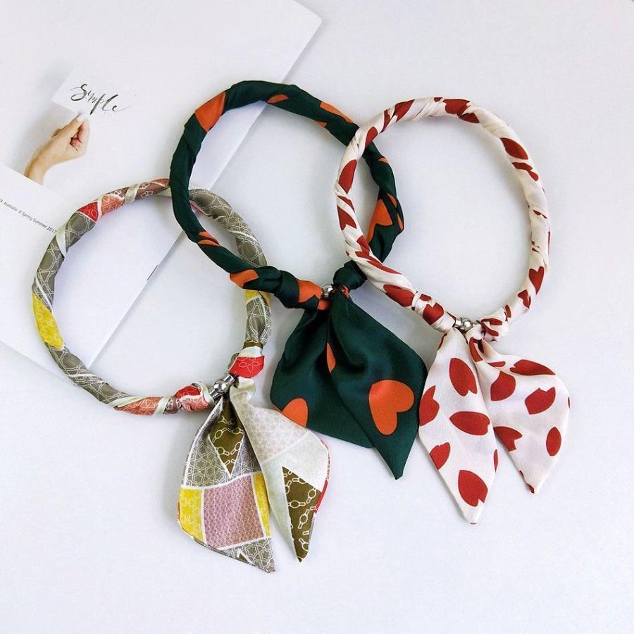 【値下げ】スカーフ マグネット式 ワンタッチ シルクタッチ 簡単 ネックレス風 チョーカー風 レディース アクセサリー おしゃれ きれいめ エレガント か - 画像 (2)