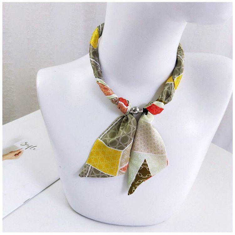 【値下げ】スカーフ マグネット式 ワンタッチ シルクタッチ 簡単 ネックレス風 チョーカー風 レディース アクセサリー おしゃれ きれいめ エレガント か - 画像 (3)