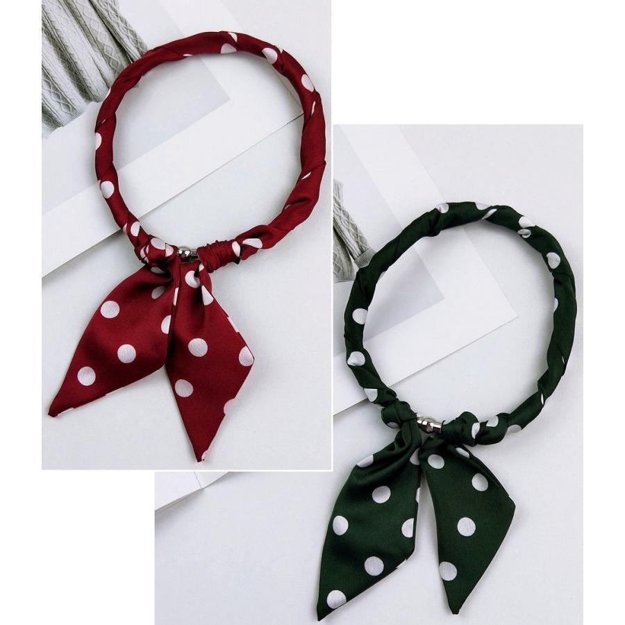 【値下げ】スカーフ マグネット式 ワンタッチ シルクタッチ 簡単 ネックレス風 チョーカー風 レディース アクセサリー おしゃれ きれいめ エレガント か - 画像 (9)