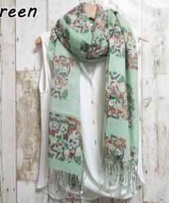 ストール ウール 春 夏 紫外線対策 自然素材 天然素材 パンダ柄 日焼け対策 UV対策 春夏 グリーン パープル