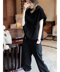 セットアップ レディース 夏 パンツ トップス 上下セット ボトムス 2点セットワイドトパンツ 着痩せ スポーツ フード付き ルームウェア