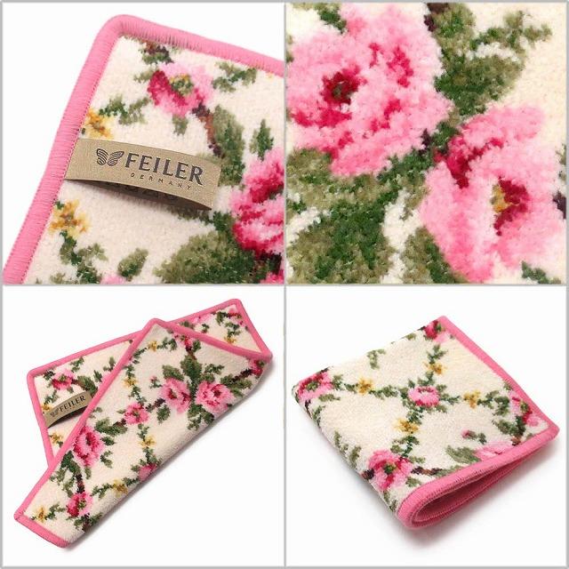 feiler 【並行輸入品】FEILER フェイラー ハンカチ タオル タオルハンカチ 25cm Amelie Cream 136 Raspberry アメリ クリーム ラズベリー 花柄 AmelieCrm136