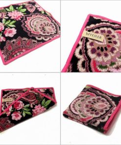 feiler 【並行輸入品】FEILER フェイラー ハンカチ ハンドタオル タオルハンカチ ANTHEA OFFWHITE  30cm 　ブラック　ピンク n250822